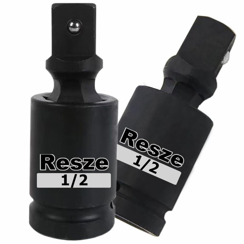 Resze 2 Pcs 1/2""Drivers Universal Joint Swivel Socket Adapter Set  Impact Universal Joint U-Joint Drive Impact Grad Wobble Socket Wrench Set Full Impact Grade - Image 1